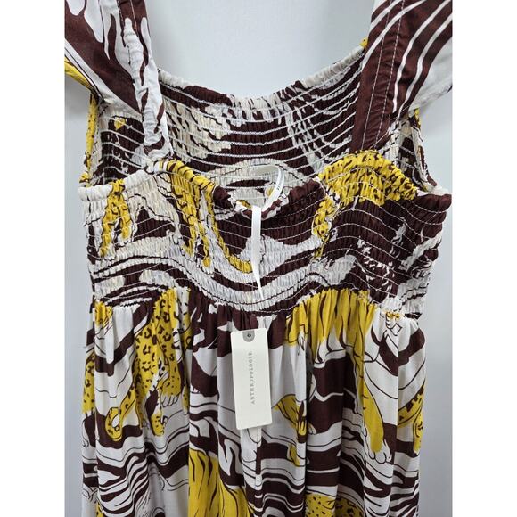 Anthropologie Dress Womens Size Small Cat Lion King Jaguar Maxi Animal Brown New - Picture 11 of 15